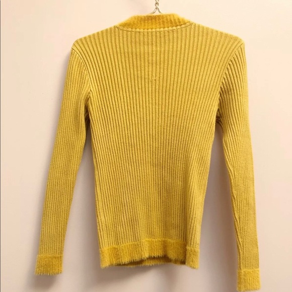 Vintage ribbed sweater angora mustard yellow pearl - Picture 7 of 10